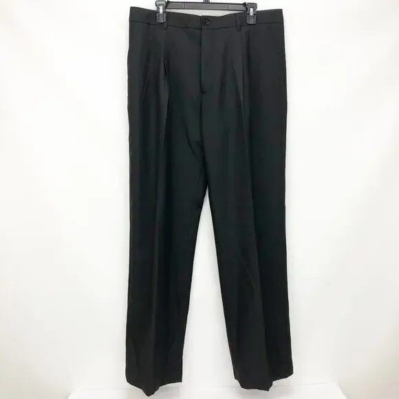 Burberry Mens Wool Pleated Dress Pants EU 52 US 36 Black Classic Trouser